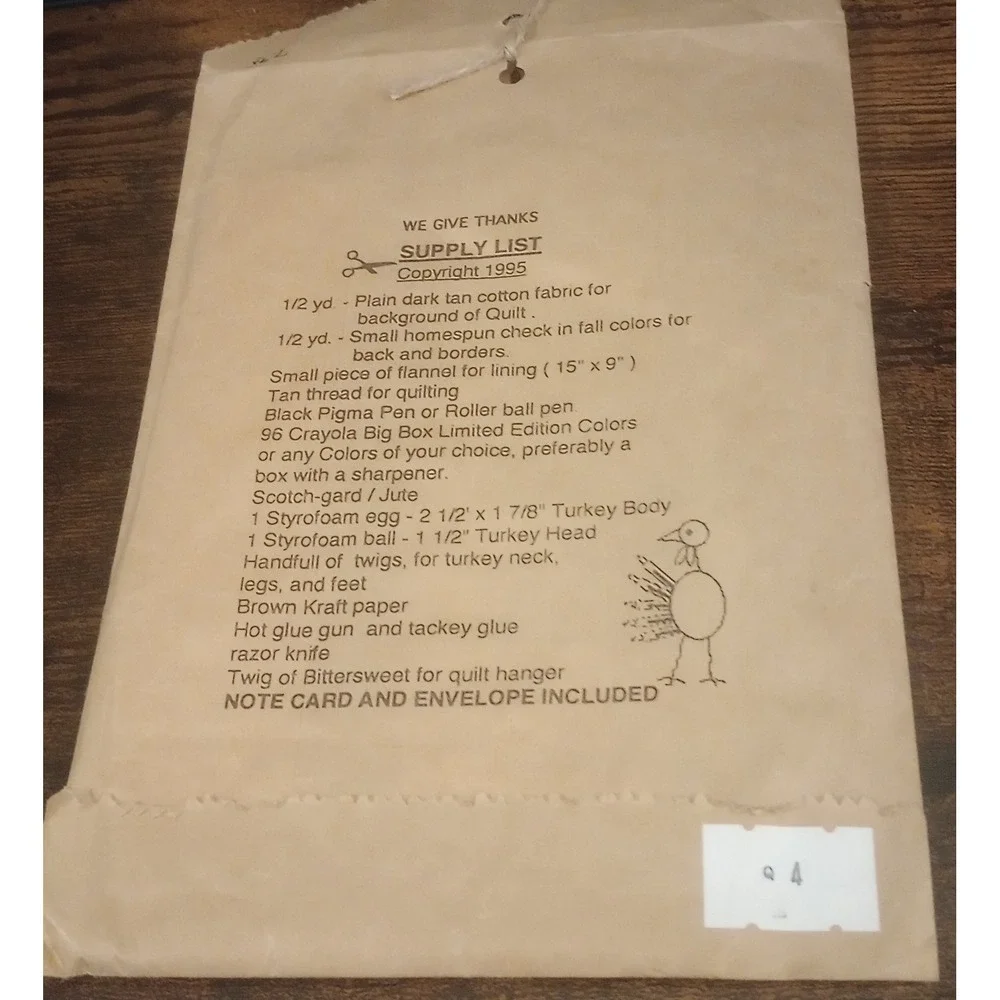 Vintage 1995 Plain Brown Wrapper We Give Thanks Quilt Pattern Folk Art